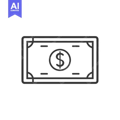 Aset desain premium: Line Art Illustration of a Dollar Bill