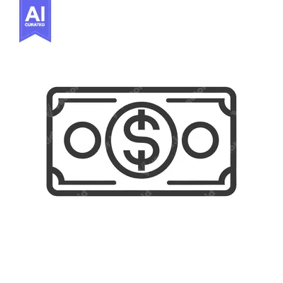 Aset desain premium: Line Art Illustration of a Dollar Bill