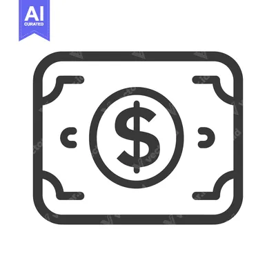 Aset premium populer: Line art illustration of a dollar bill with a dollar sign in the cente