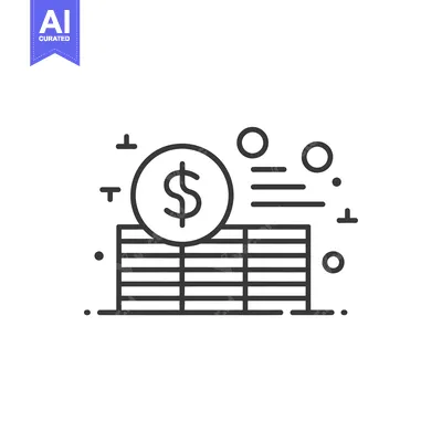 Premium design asset: Line Art Illustration of a Dollar Coin Stacked on a Grid