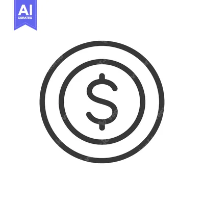 Aset premium populer: Line art illustration of a dollar coin with a dollar sign inside