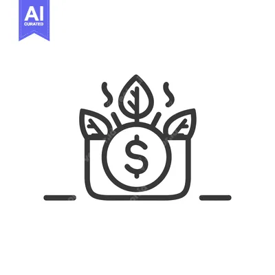 Premium design asset: Line Art Illustration of a Dollar Coin with Leaves Growing from It