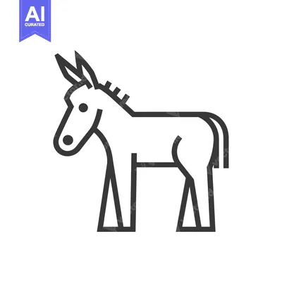 Premium design asset: Line art illustration of a donkey