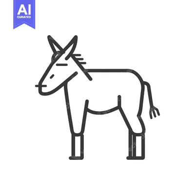 Aset desain premium: Line Art Illustration of a Donkey