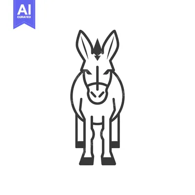 Aset premium populer: Line Art Illustration of a Donkey Facing Forward