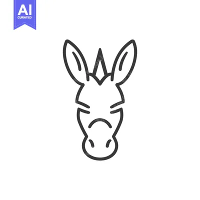Line Art Illustration of a Donkey's Face