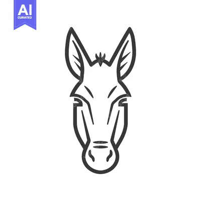 Premium design asset: Line Art Illustration of a Donkey's Face