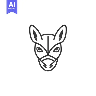 Line Art Illustration of a Donkey's Head