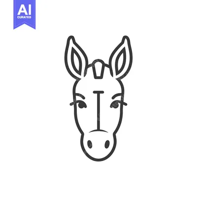 Line Art Illustration of a Donkey's Head