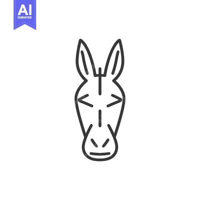Line Art Illustration of a Donkey's Head