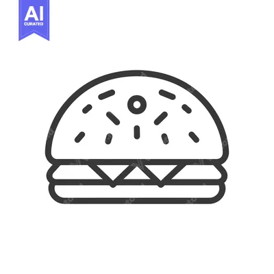 Aset desain premium: Line art illustration of a donut burger