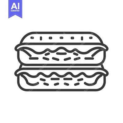 Aset premium populer: Line art illustration of a double-decker hot dog