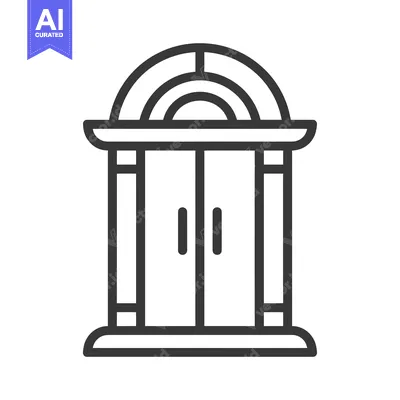 Popular premium asset: Line Art Illustration of a Double Door Entrance with an Arched Top