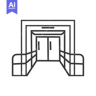 Aset premium populer: Line Art Illustration of a Double Door Entrance with Handrails