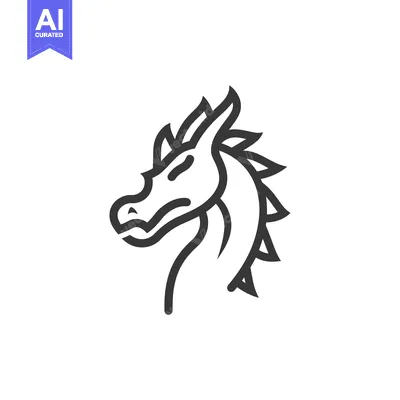 Premium design asset: Line art illustration of a dragon head