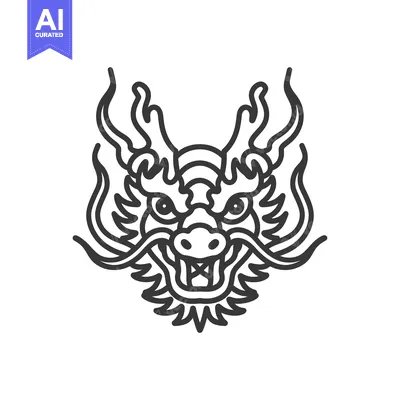 Aset premium populer: Line Art Illustration of a Dragon's Head