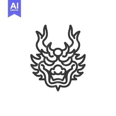 Aset premium populer: Line Art Illustration of a Dragon's Head