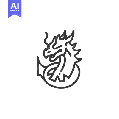Aset premium populer: Line art illustration of a dragon's head and neck