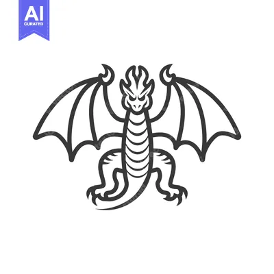 Popular premium asset: Line Art Illustration of a Dragon with Wings Spread