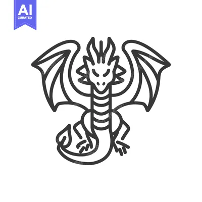 Popular premium asset: Line Art Illustration of a Dragon with Wings Spread