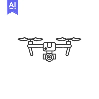 Premium design asset: Line art illustration of a drone with a camera