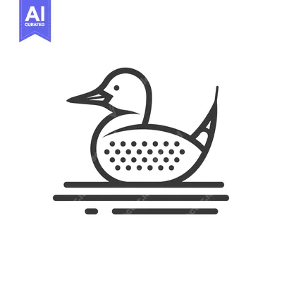 Aset desain premium: Line art illustration of a duck swimming in water