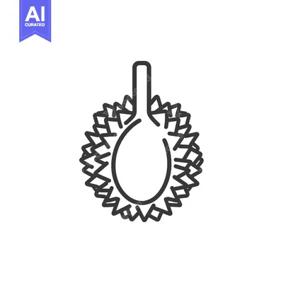 Line Art Illustration of a Durian Fruit