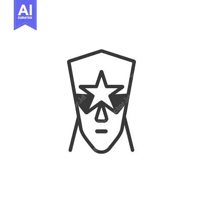 Aset desain premium: Line Art Illustration of a Face with a Star Over One Eye