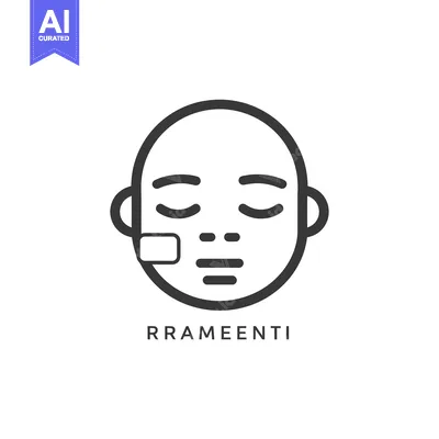 Popular premium asset: Line art illustration of a face with closed eyes and a patch on the ch