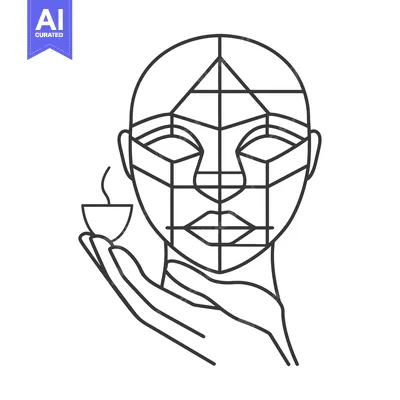 Popular premium asset: Line Art Illustration of a Face with Geometric Lines and a Burning Can