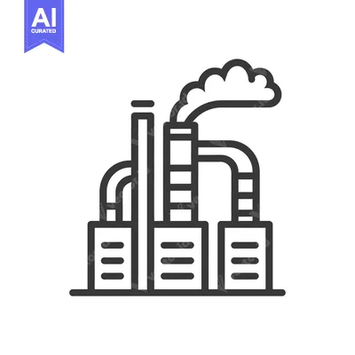 Aset premium populer: Line art illustration of a factory with smoke coming from the chimney