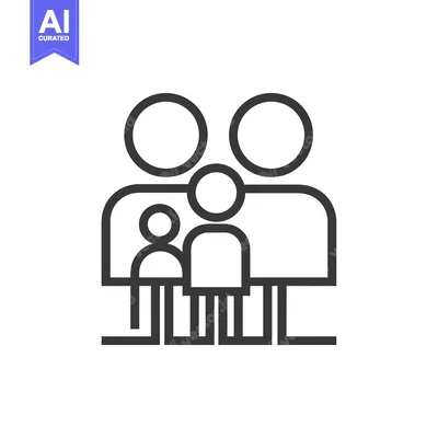 Aset desain premium: Line Art Illustration of a Family Unit