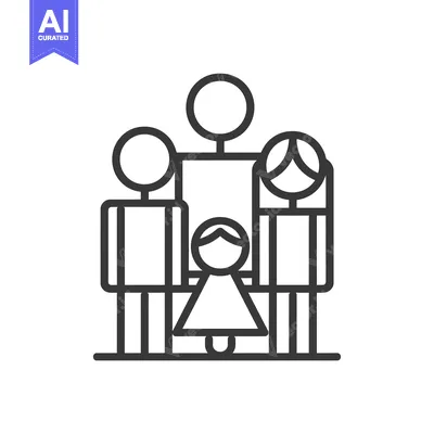 Popular premium asset: Line art illustration of a family with four members