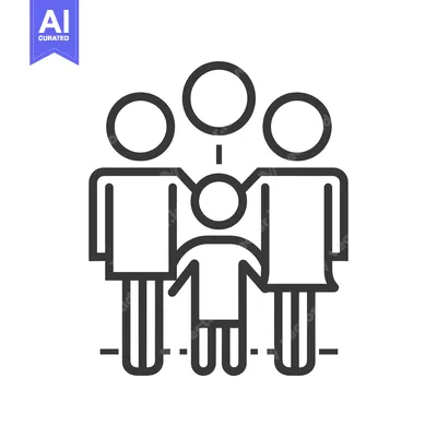 Aset desain premium: Line Art Illustration of a Family with Two Parents and a Child
