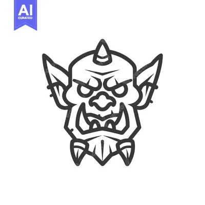 Aset premium populer: Line Art Illustration of a Fantasy Monster Face