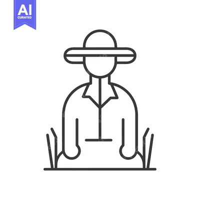 Aset premium populer: Line art illustration of a farmer in a field