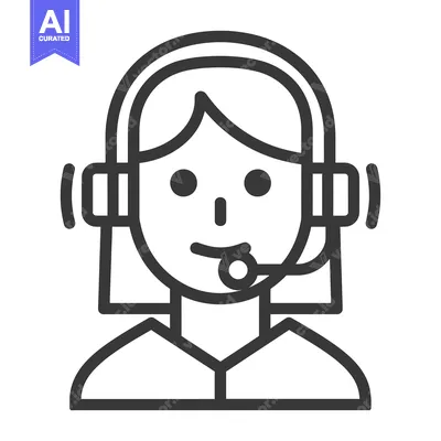 Aset desain premium: Line art illustration of a female customer service representative wear