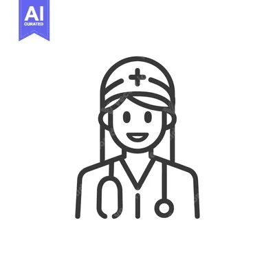 Aset premium populer: Line Art Illustration of a Female Doctor with a Stethoscope