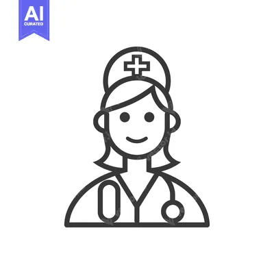 Popular premium asset: Line Art Illustration of a Female Doctor with a Stethoscope
