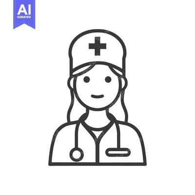 Premium design asset: Line Art Illustration of a Female Doctor with a Stethoscope