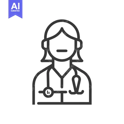 Aset premium populer: Line Art Illustration of a Female Doctor with a Stethoscope