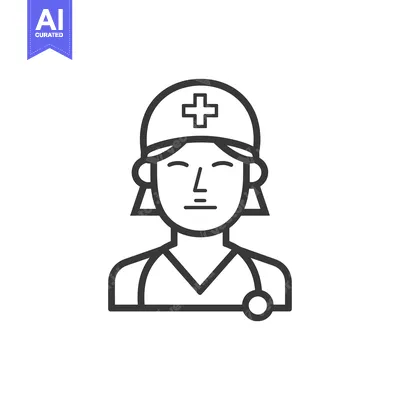 Premium design asset: Line art illustration of a female doctor with a stethoscope