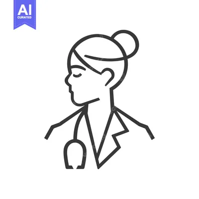 Popular premium asset: Line Art Illustration of a Female Doctor with a Stethoscope