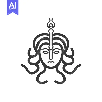 Premium design asset: Line Art Illustration of a Female Face with a Head Ornament