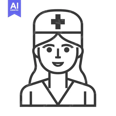 Premium design asset: Line Art Illustration of a Female Nurse or Doctor