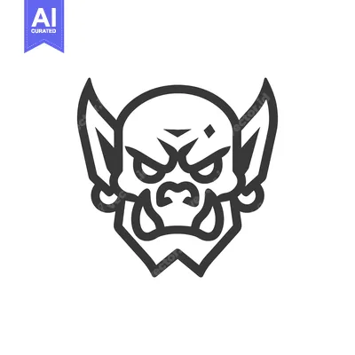 Popular premium asset: Line Art Illustration of a Ferocious Orc Face