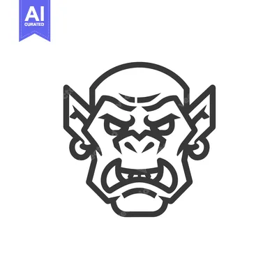 Aset premium populer: Line Art Illustration of a Ferocious Orc Head