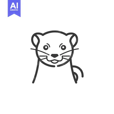 Popular premium asset: Line art illustration of a ferret's head and neck