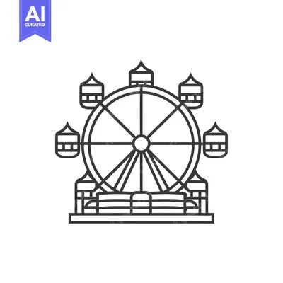 Line Art Illustration of a Ferris Wheel