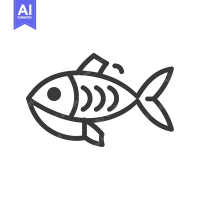 Aset premium populer: Line art illustration of a fish with visible bones